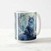 **神秘的なオーラを持つ威厳ある幻想の猫 - ハイファンタジーF** コーヒーマグカップ (正面右)