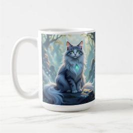 **神秘的なオーラを持つ威厳ある幻想の猫 - ハイファンタジーF** コーヒーマグカップ