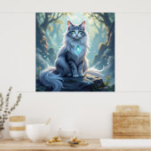 **神秘的なオーラを持つ威厳ある幻想の猫 - ハイファンタジーF** ポスター (キッチン)