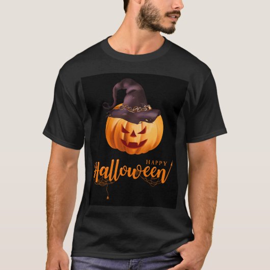 神秘的なカボチャ：ウィッチハット&ハロウィーンチャーム Tシャツ (正面)