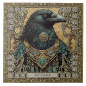 神秘的なカラスの霊の部族パーソナライズされたたち タイル (正面)