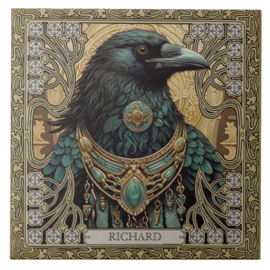神秘的なカラスの霊の部族パーソナライズされたたち タイル (正面)