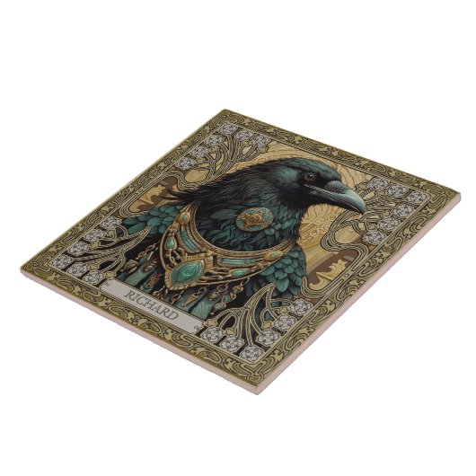 神秘的なカラスの霊の部族パーソナライズされたたち タイル (側面)