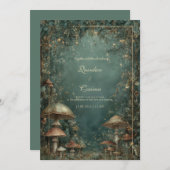 神秘的なキノコとフェアリー結婚ライト 招待状 (正面/裏面)