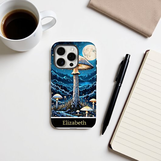 神秘的なキノコの月に照らされた森の夜 Case-Mate iPhoneケース