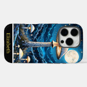 神秘的なキノコの月に照らされた森の夜 Case-Mate iPhoneケース (裏面 (横))