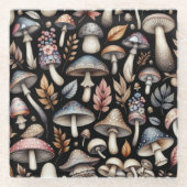 神秘的なキノコ ガラスコースター (正面)