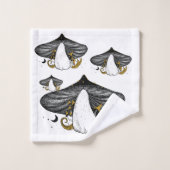 神秘的なキノコ&ムーンフェイズバスルームのタオルセット バスタオルセット (ウォッシュタオル)