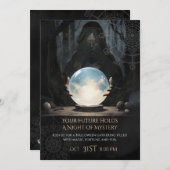 神秘的なクリスタルボール占い師ハロウィーン 招待状 (正面/裏面)