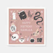 神秘的なクリスタル占い師の誕生日パーティー スタンダードカクテルナプキン (正面)
