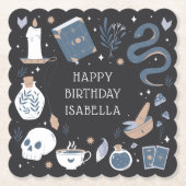 神秘的なクリスタル占い師の誕生日パーティー ペーパーコースター (正面)