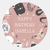 神秘的なクリスタル占い師の誕生日パーティー ラウンドシール (正面)