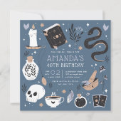 神秘的なクリスタル占い師の誕生日パーティー 招待状 (正面)