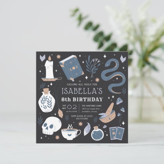 神秘的なクリスタル占い師の誕生日パーティー 招待状 (スタンド正面)