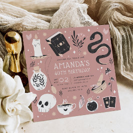 神秘的なクリスタル占い師の誕生日パーティー 招待状