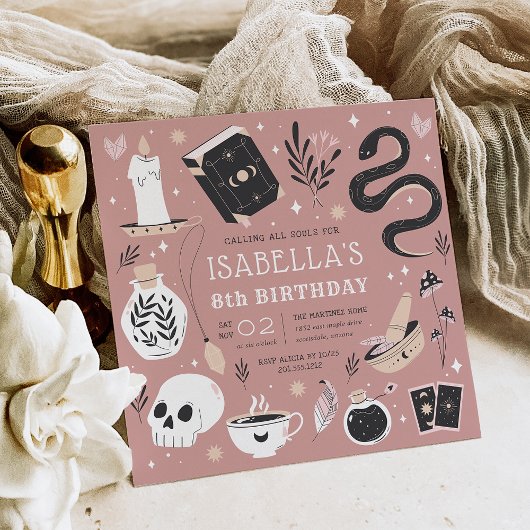 神秘的なクリスタル占い師の誕生日パーティー 招待状