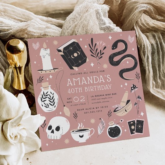 神秘的なクリスタル占い師の誕生日パーティー 招待状