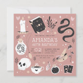 神秘的なクリスタル占い師の誕生日パーティー 招待状 (正面)