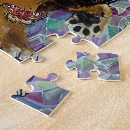 神秘的なクリスタル絵画ライオンの「新しい世界」ジグサ ジグソーパズル (側面)