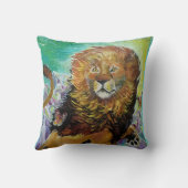 神秘的なクリスタル絵画ライオンの「新世界」 クッション (裏面)