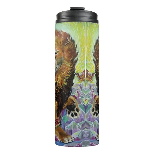 神秘的なクリスタル絵画ライオンの「新世界」 タンブラー (正面)