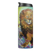 神秘的なクリスタル絵画ライオンの「新世界」 タンブラー (回転右)