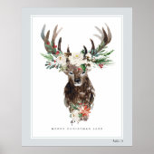神秘的なクリスマスディアヘッドフラワーズブーケ ポスター (正面)
