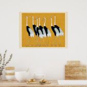 神秘的なクレーン：金ゴールドの調和 ポスター (キッチン)