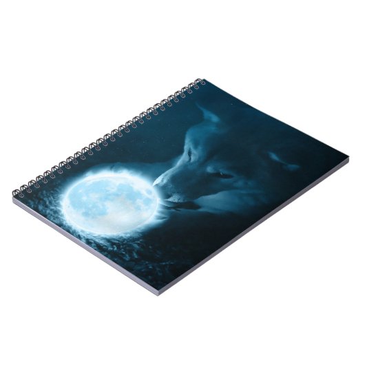 神秘的なクールファンタジーオオカミが月を持つ ノートブック (左側)