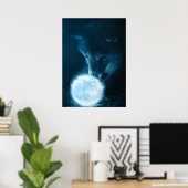神秘的なクールファンタジーオオカミが月を持つ ポスター (ホームオフィス)