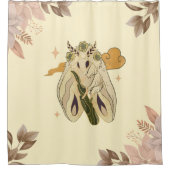 神秘的なグラフィックアートワーク，ベージュ妖精ガ シャワーカーテン (正面)