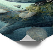 神秘的なグリーンフォレストフクロウ |フクロウプリント ポスター (角)