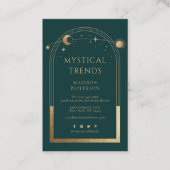 神秘的なグリーン金ゴールド太陽ムーン天文学宇宙 名刺 (正面)