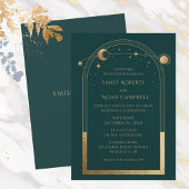 神秘的なグリーン金ゴールド太陽ムーン天文学宇宙 招待状