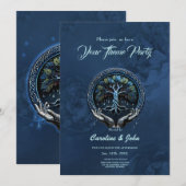 神秘的なケルトの生命の木 招待状 (正面/裏面)