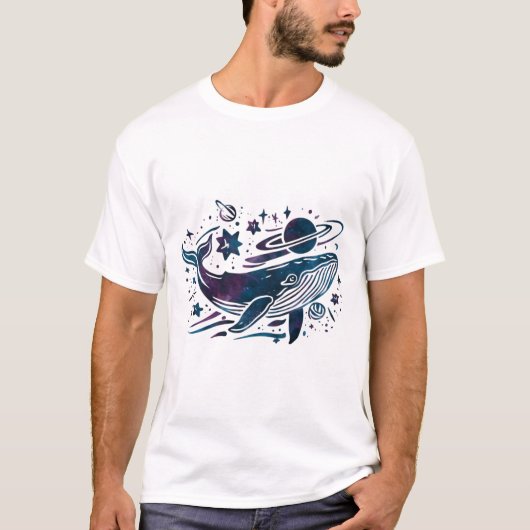 神秘的なコズミッククジラ Tシャツ (正面)