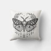 神秘的なゴシックな蛾　植物学的な天体のラインアート クッション (裏面)