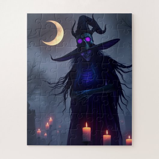 神秘的なゴシックウィッチパズル - ドクロの輝きの魔法 💜🕯 ジグソーパズル (縦)