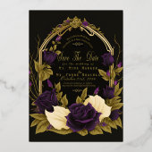 神秘的なゴシックウェディング　保存日 箔招待状 (正面)