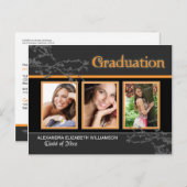 神秘的なゴシックオレンジ卒業発表ポストカー インビテーションポストカード (正面/裏面)