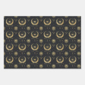 神秘的なゴシック様式のアーケインブラック金ゴールド ラッピングペーパーシート (正面)