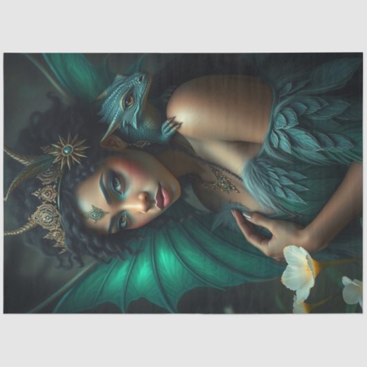 神秘的なゴシック様式のドラゴンの妖精 薄葉紙 (正面)
