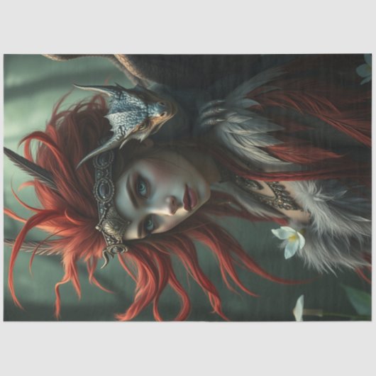 神秘的なゴシック様式のドラゴンの妖精 薄葉紙 (正面)