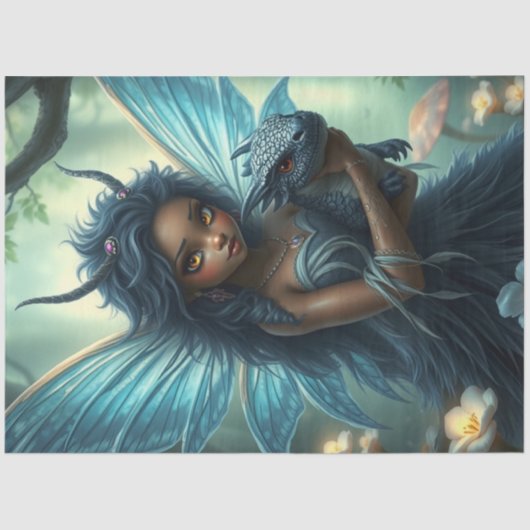 神秘的なゴシック様式のドラゴンの妖精 薄葉紙 (正面)