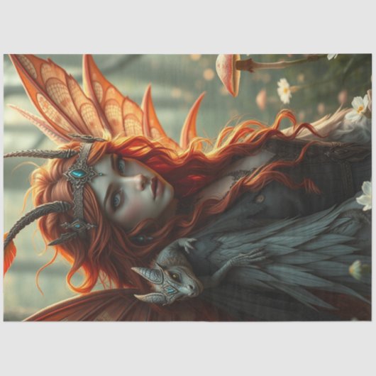 神秘的なゴシック様式のドラゴンの妖精 薄葉紙 (正面)