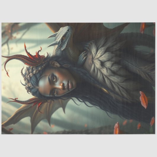 神秘的なゴシック様式のドラゴンの妖精 薄葉紙 (正面)