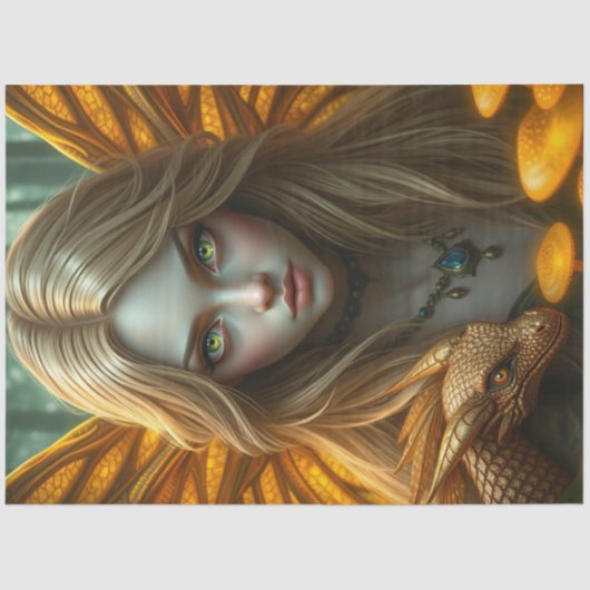 神秘的なゴシック様式のドラゴンの妖精 薄葉紙 (正面)