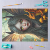 神秘的なゴシック様式のドラゴンの妖精 薄葉紙 (クラフト)