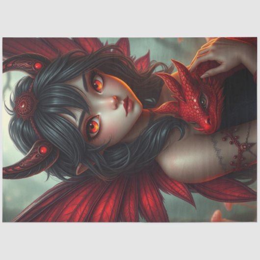 神秘的なゴシック様式のドラゴンの妖精 薄葉紙 (正面)