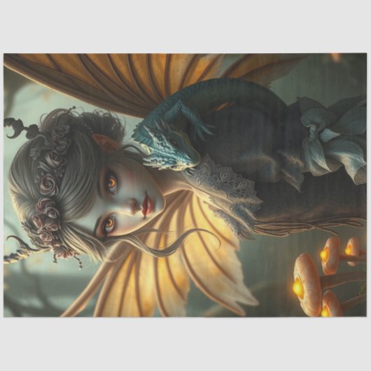 神秘的なゴシック様式のドラゴンの妖精 薄葉紙 (正面)